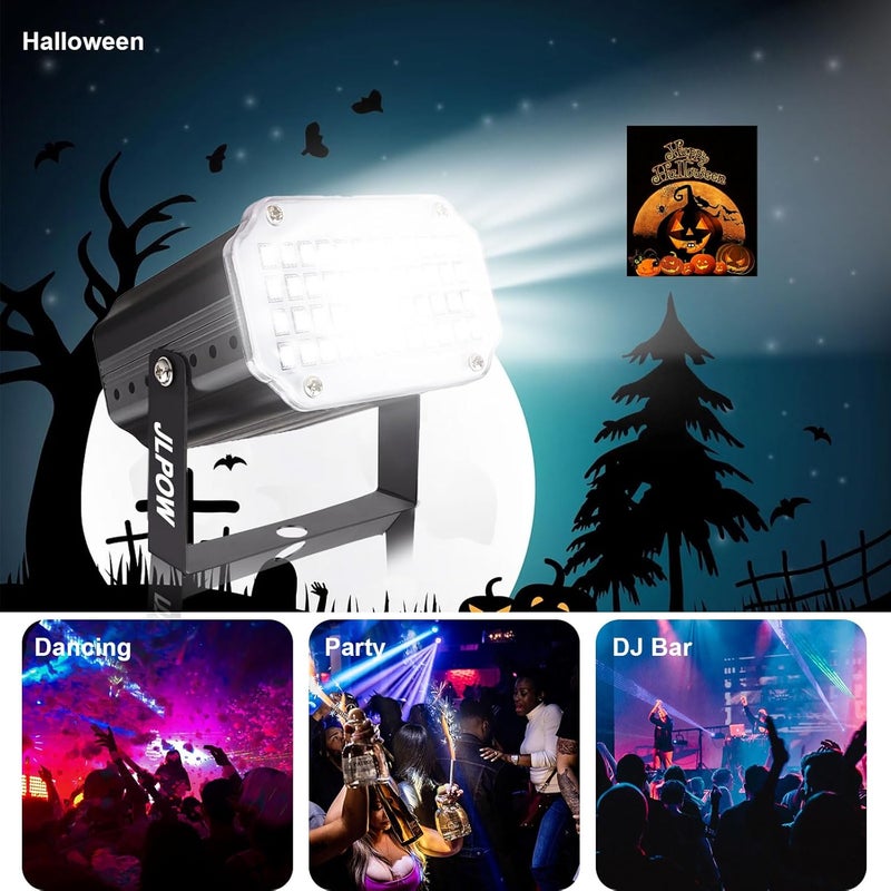 JLPOW ضوء ستروب هالوين مع جهاز تحكم عن بعد، أضواء ستروب LED صغيرة تعمل بالصوت، 48 LED RGB فائقة السطوع، إضاءة مسرح بالتحكم عن بعد، الأفضل لحفلات المنزل وعروض الدي جي ونوادي الديسكو والرقص (عبوة من 2) - Image 2